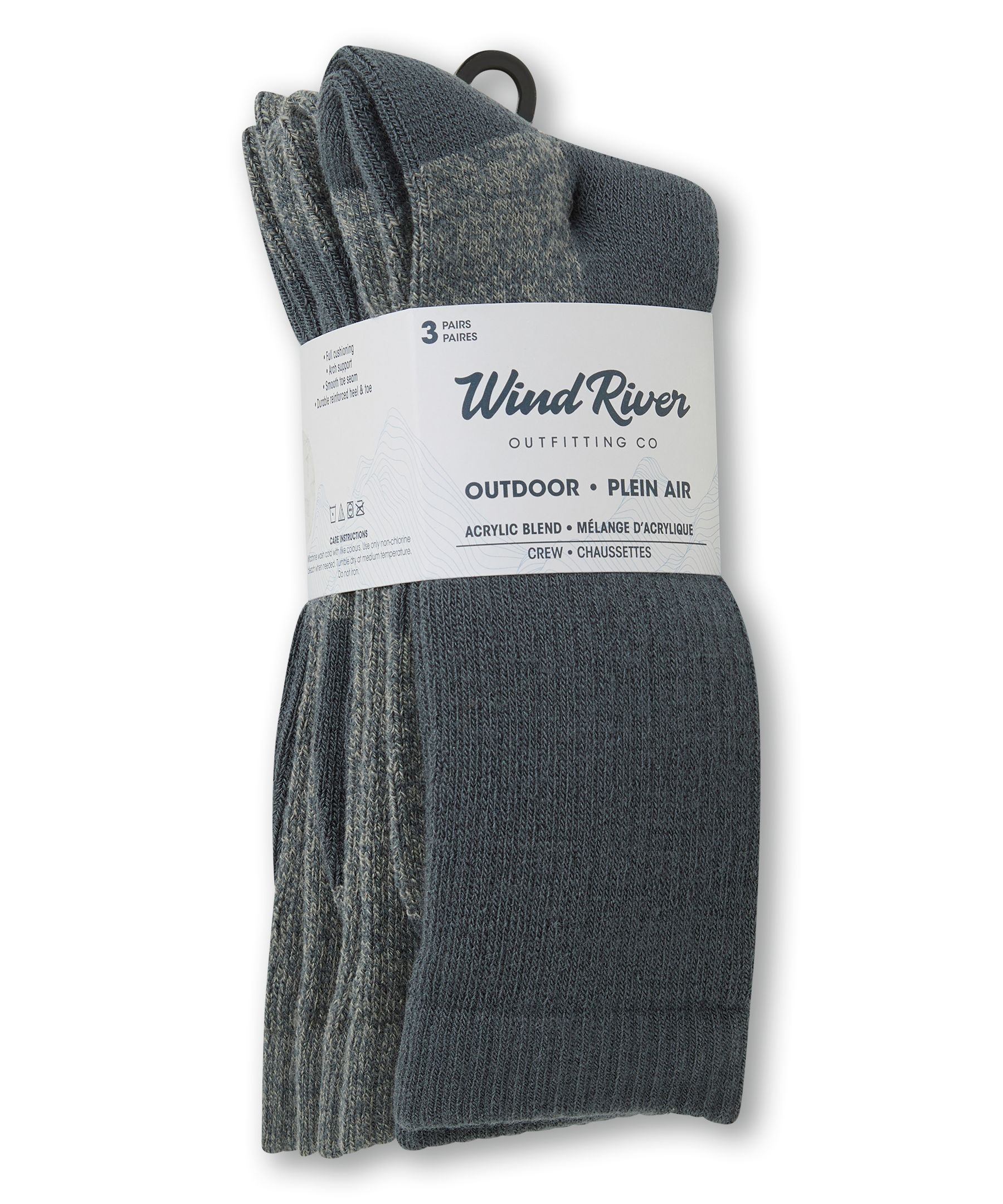 Mi-chaussettes à rembourrage intégral, WindRiver, paquet de 3 paires