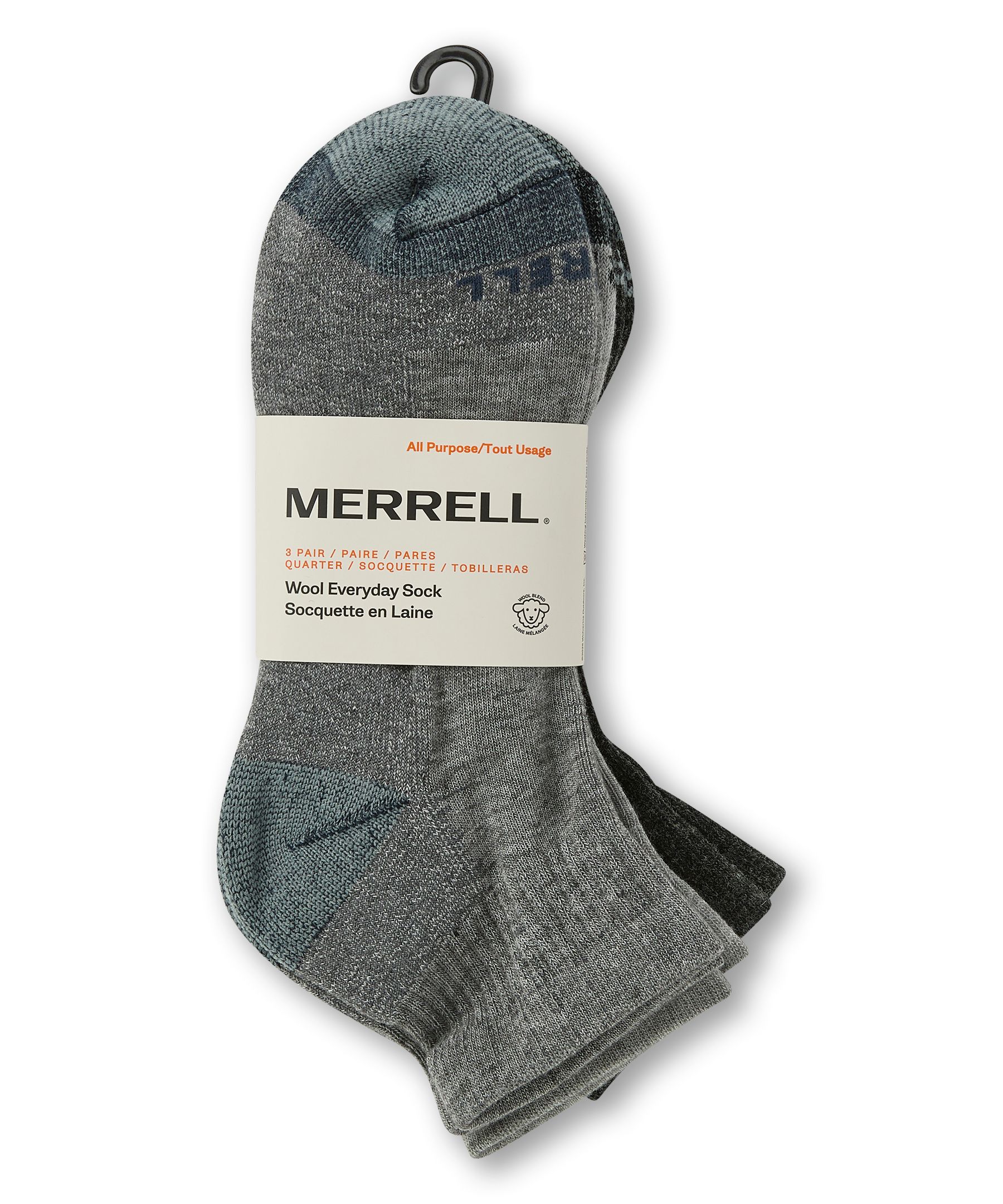 Mi-chaussettes en laine pour hommes, Everyday, Merrell