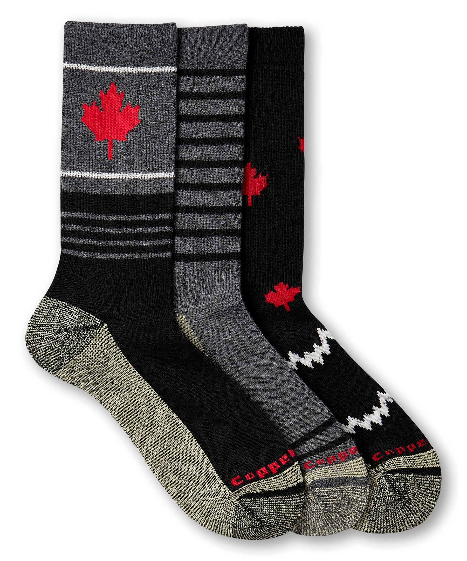Chaussettes décontractées en mélange de laine mérinos pour hommes, Copper Sole, paquet de 3 paires