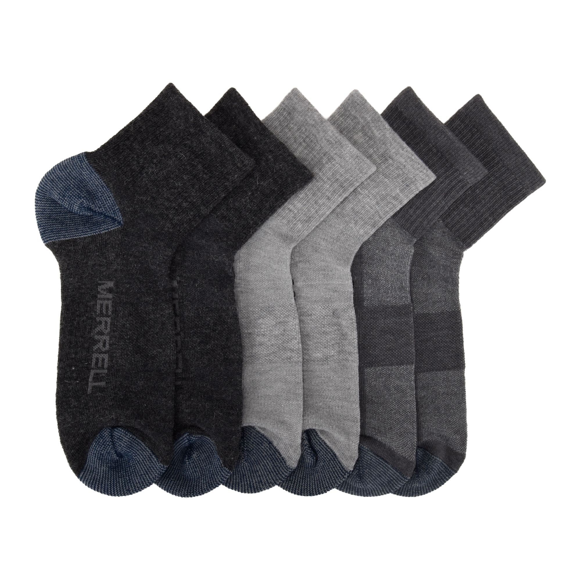 Merrell Men's 3 Pack Wool Blend Trekker Outdoor Quarter Socks