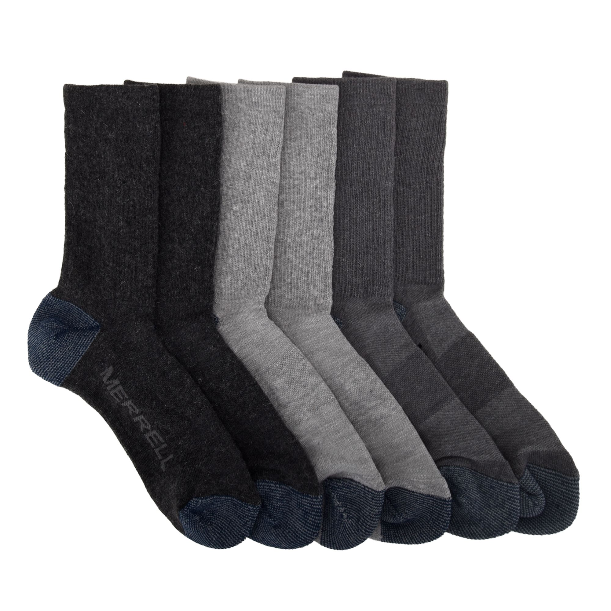 Merrell Men's 3 Pack Wool Blend Trekker Outdoor Socks