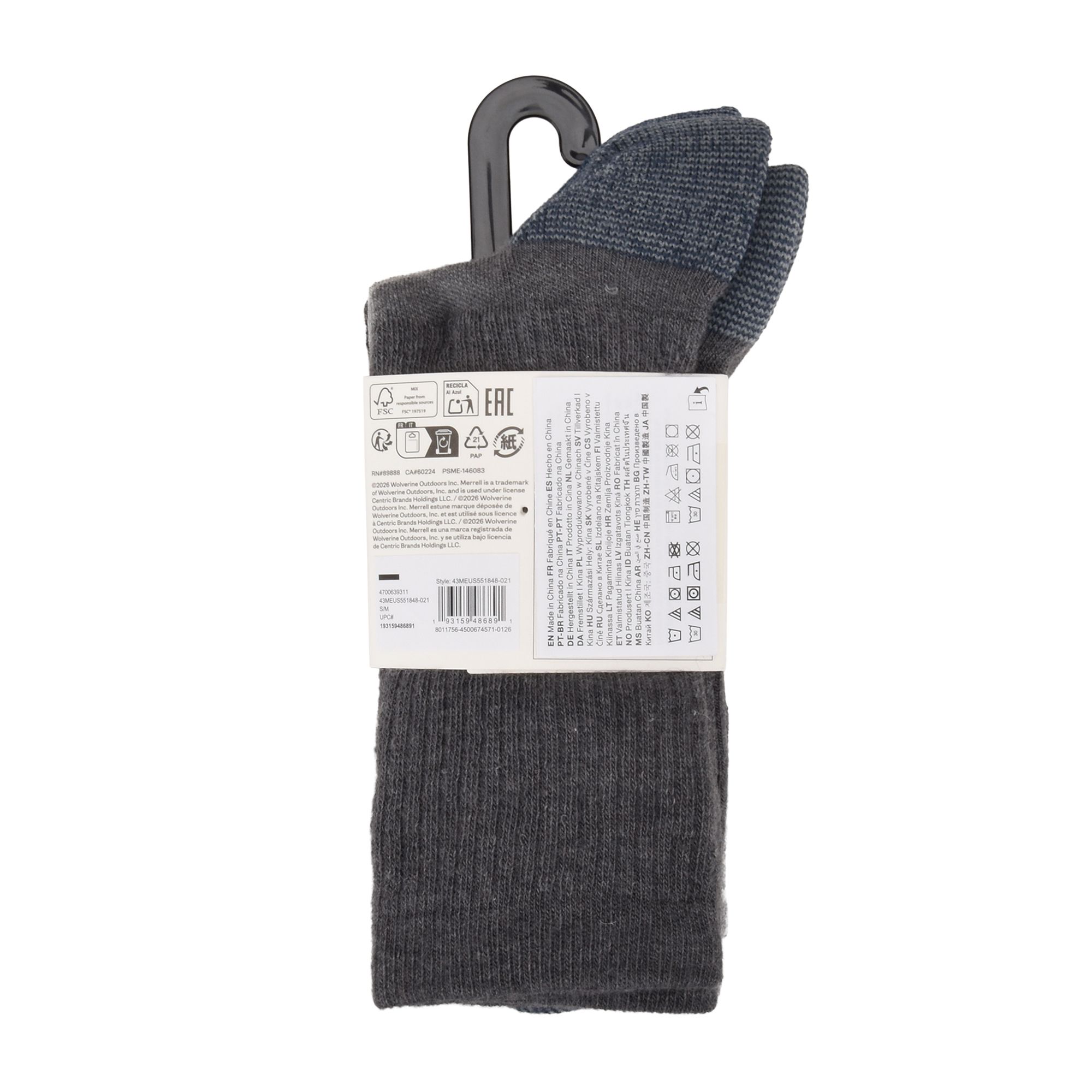 Merrell Men's 3 Pack Wool Blend Trekker Outdoor Socks