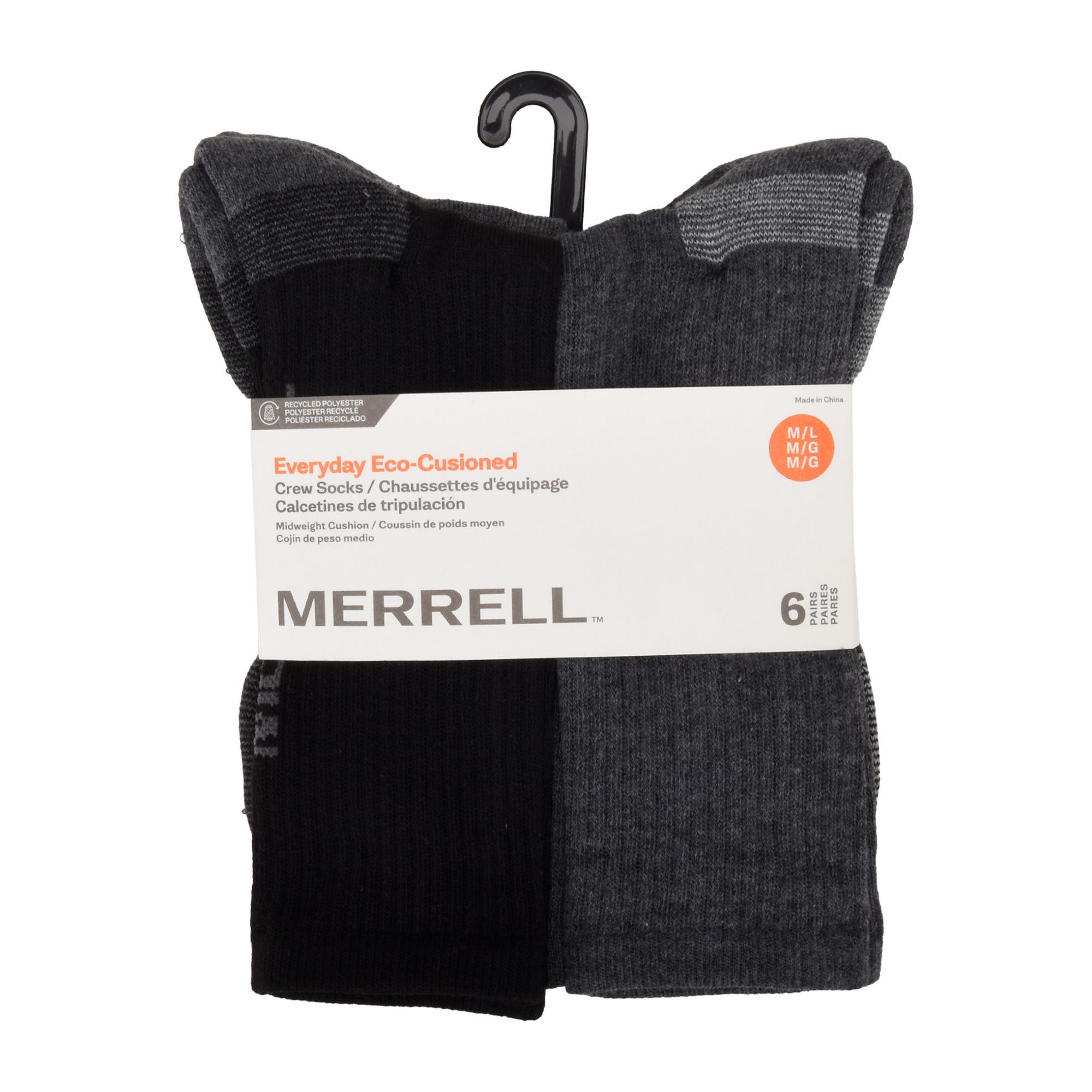 Merrell Men's 6 Pack Cushioned Crew Socks