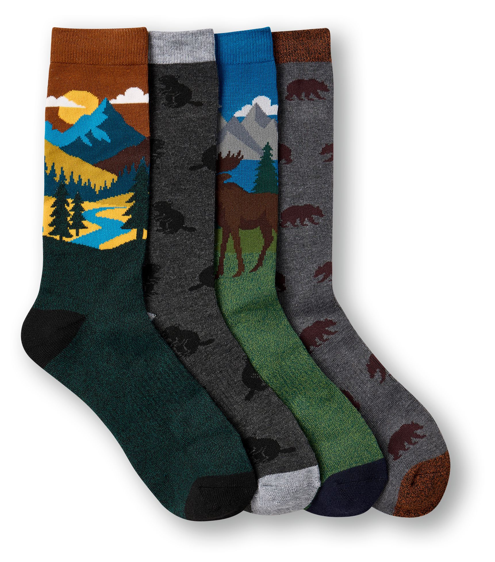 WindRiver Men's Heritage 4 Pack Casual Socks