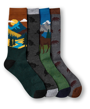 WindRiver Men's Heritage 4 Pack Casual Socks