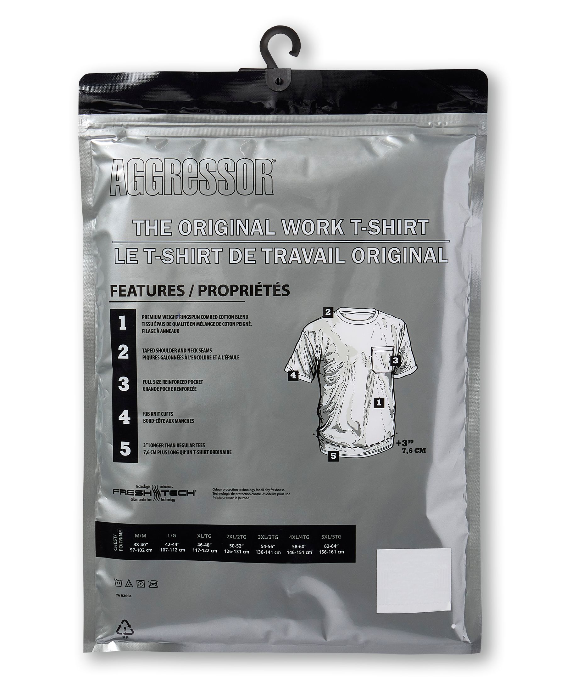 Aggressor Men's Crewneck Short Sleeve Work T-Shirt With FRESHTECH