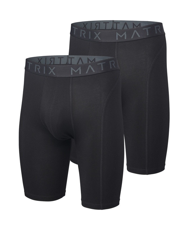 Matrix Men's 2 Pack Cotton Stretch Long Boxer Briefs Underwear