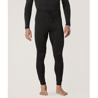 WindRiver Men's Elastic Stretch Waist with Drawstring T-MAX Heat Grid Tech Fleece Pants - Black Front_Flat