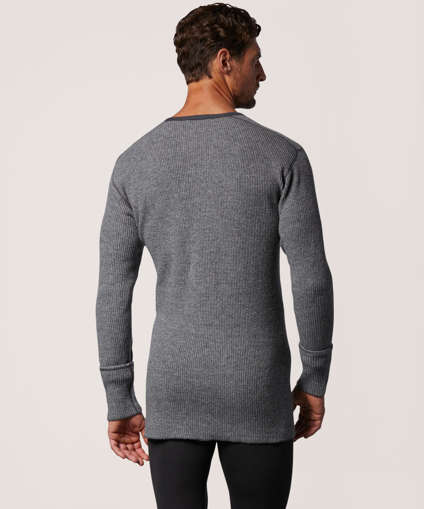 WindRiver Men's Heavy Rib Wool Henley Top