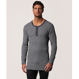WindRiver Men's Heavy Rib Wool Henley Top Front_Flat
