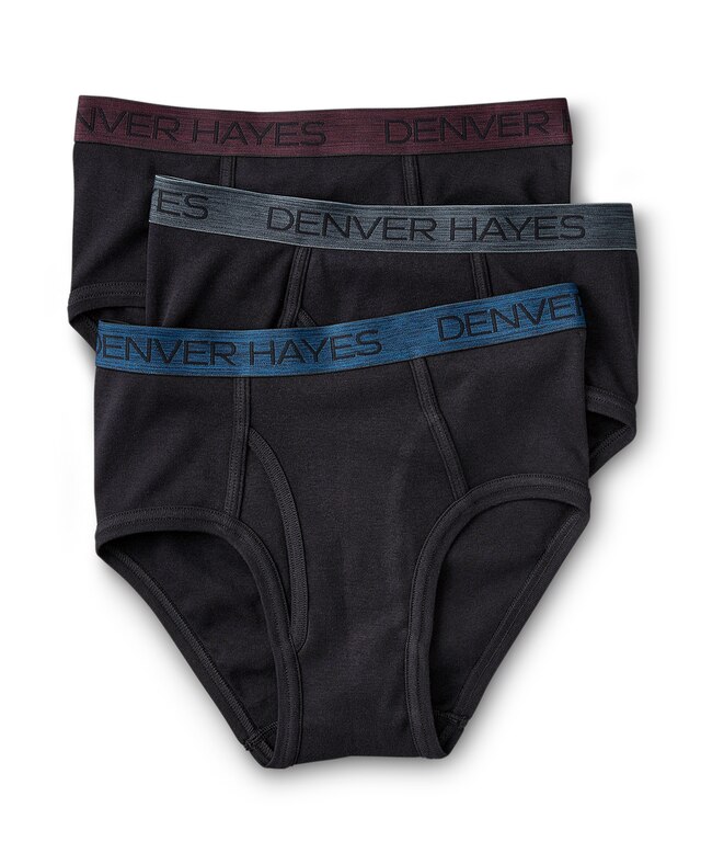 Denver Hayes Men's 3 Pack Cotton Basic Briefs Black Marks