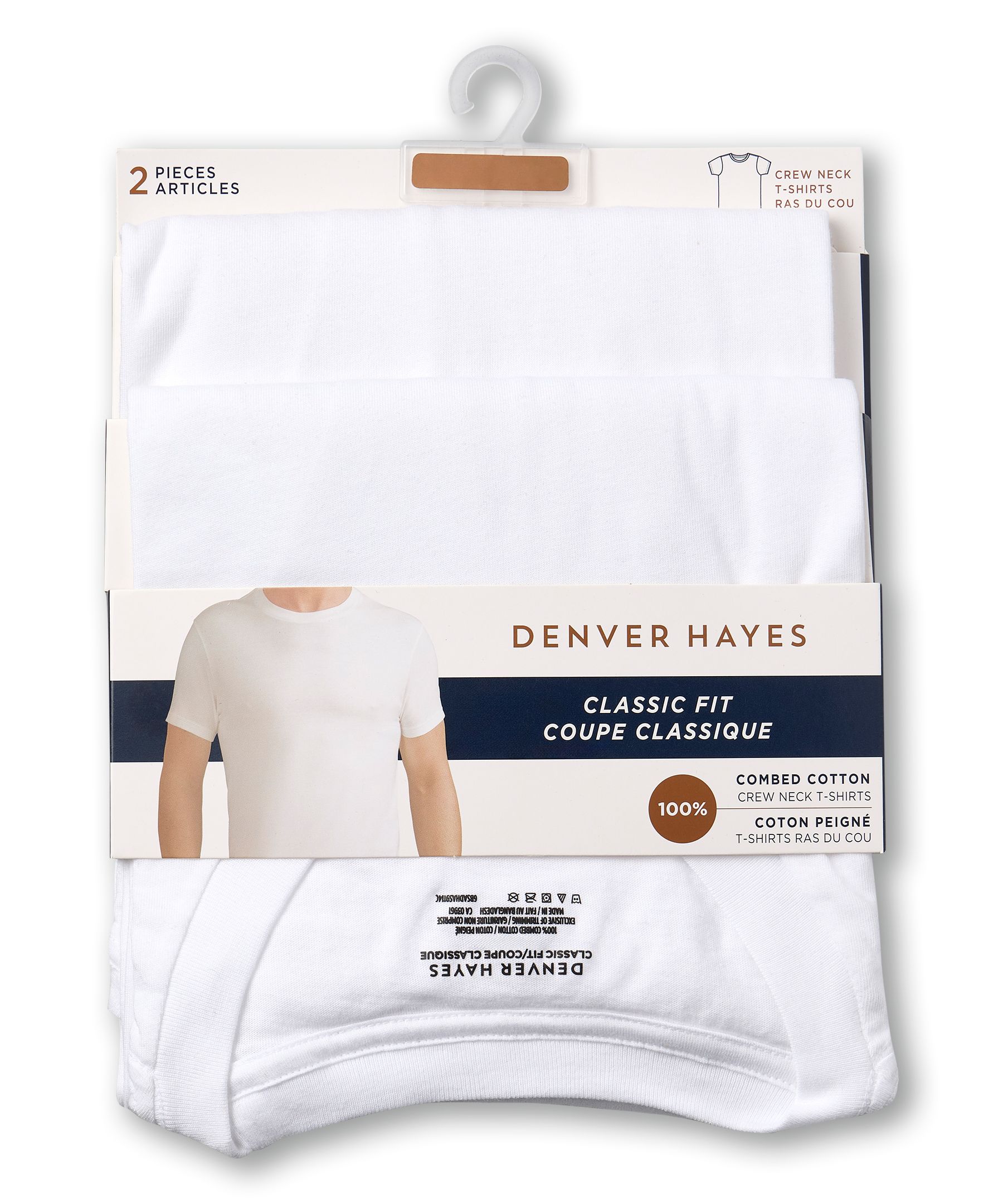 Denver Hayes Men's 2 Pack Classic Waterfall Crewneck Under T-Shirt