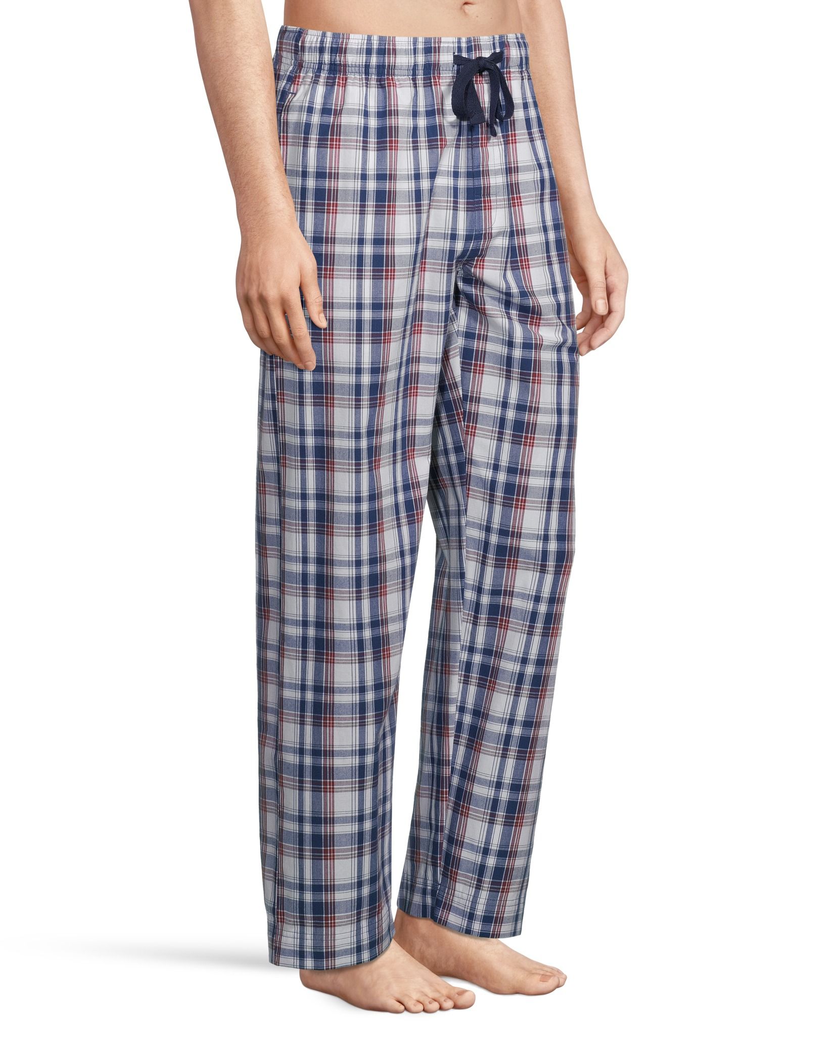 Men's Woven Plaid Lounge Pants With Elastic Waistband and Drawstring
