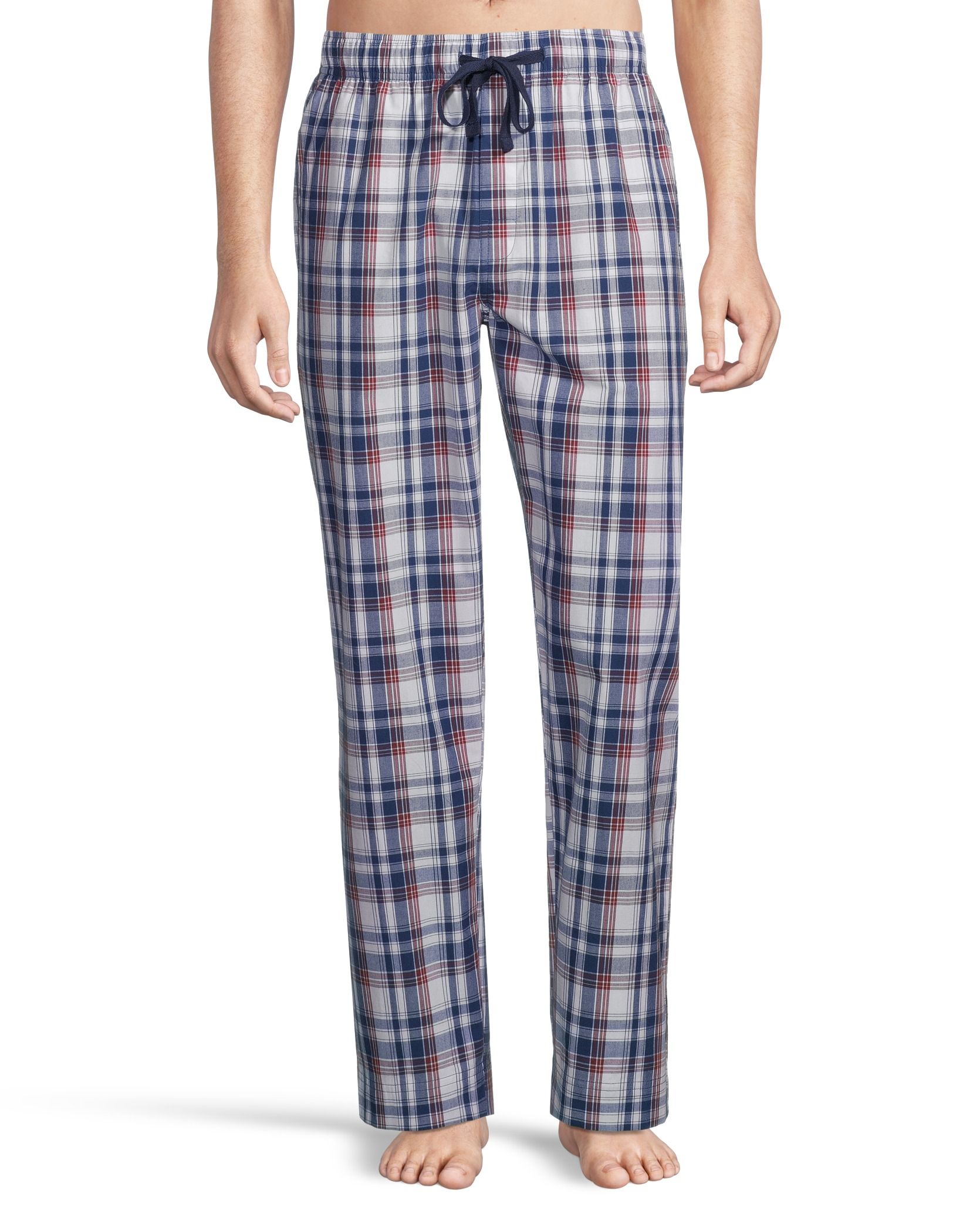 Men's Woven Plaid Lounge Pants With Elastic Waistband and Drawstring