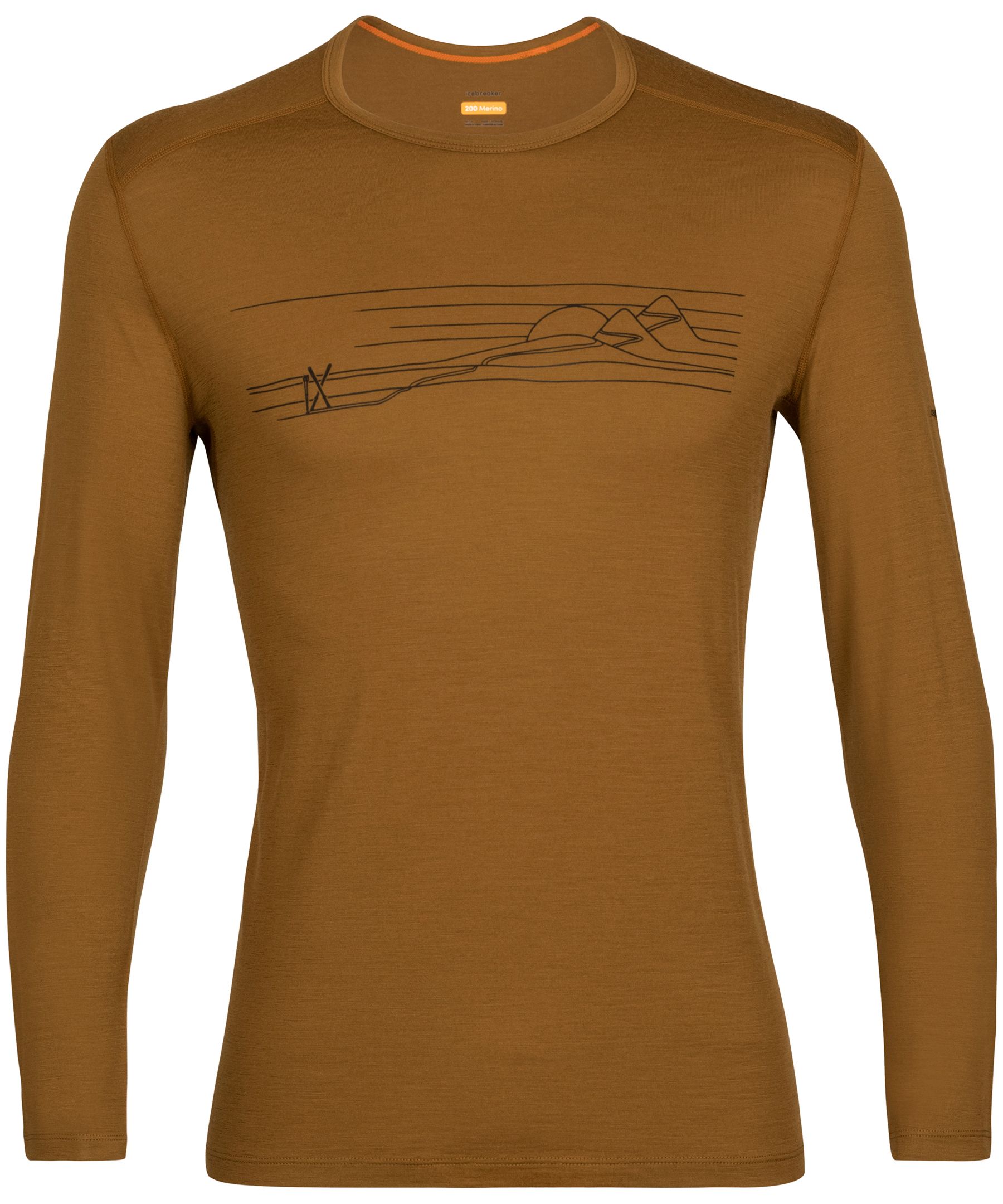 Haut couche de base à col ras du cou et à manches longues avec graphique de pistes de ski pour hommes, 200&nbsp;Oasis, Icebreaker