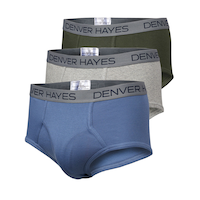 Denver Hayes Men's 3 Pack Solid Basic Briefs Underwear Front_Angled_Left