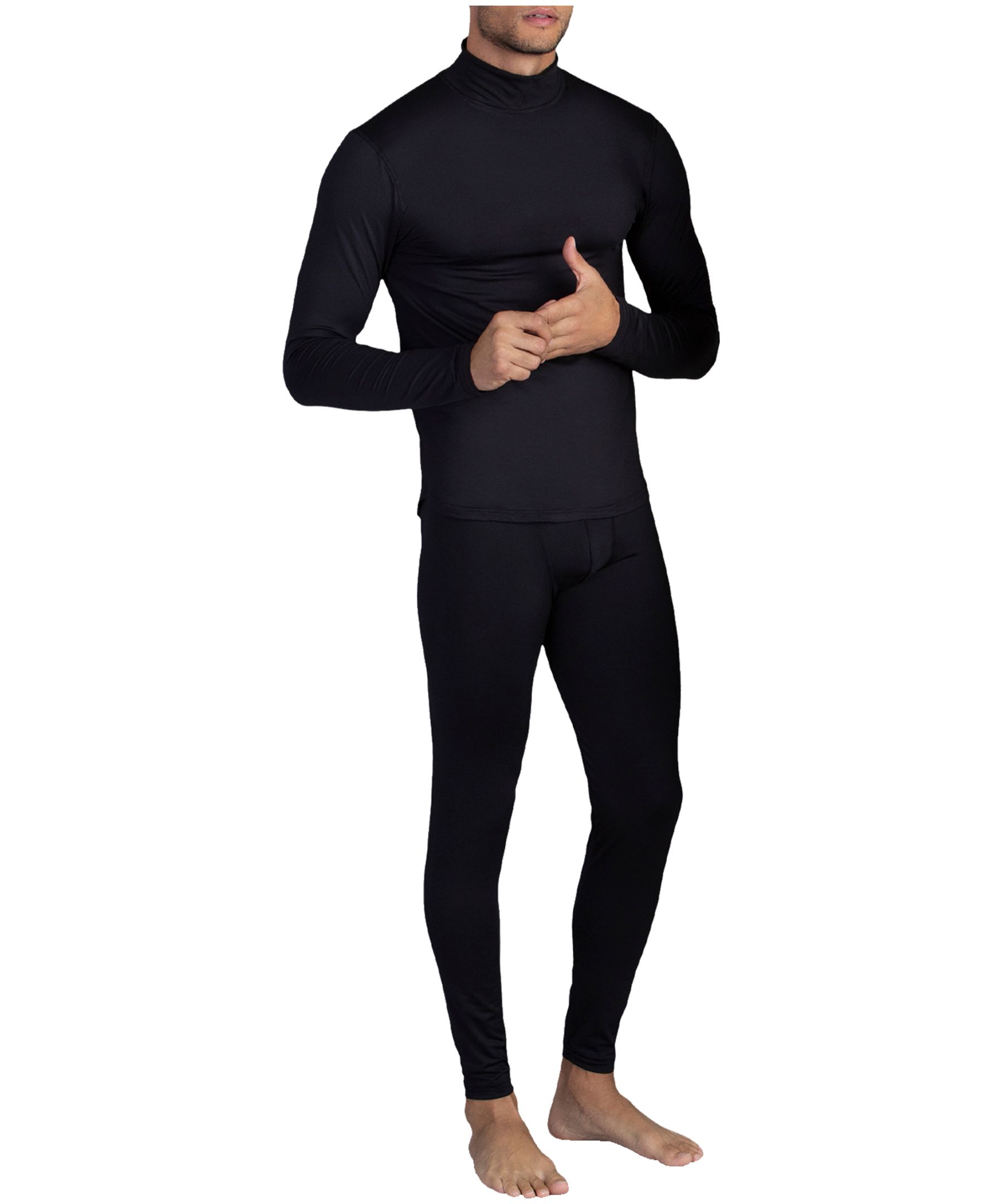 WindRiver Men's FreshTech 4 Way Stretch Waffle Thermal Pants - Black