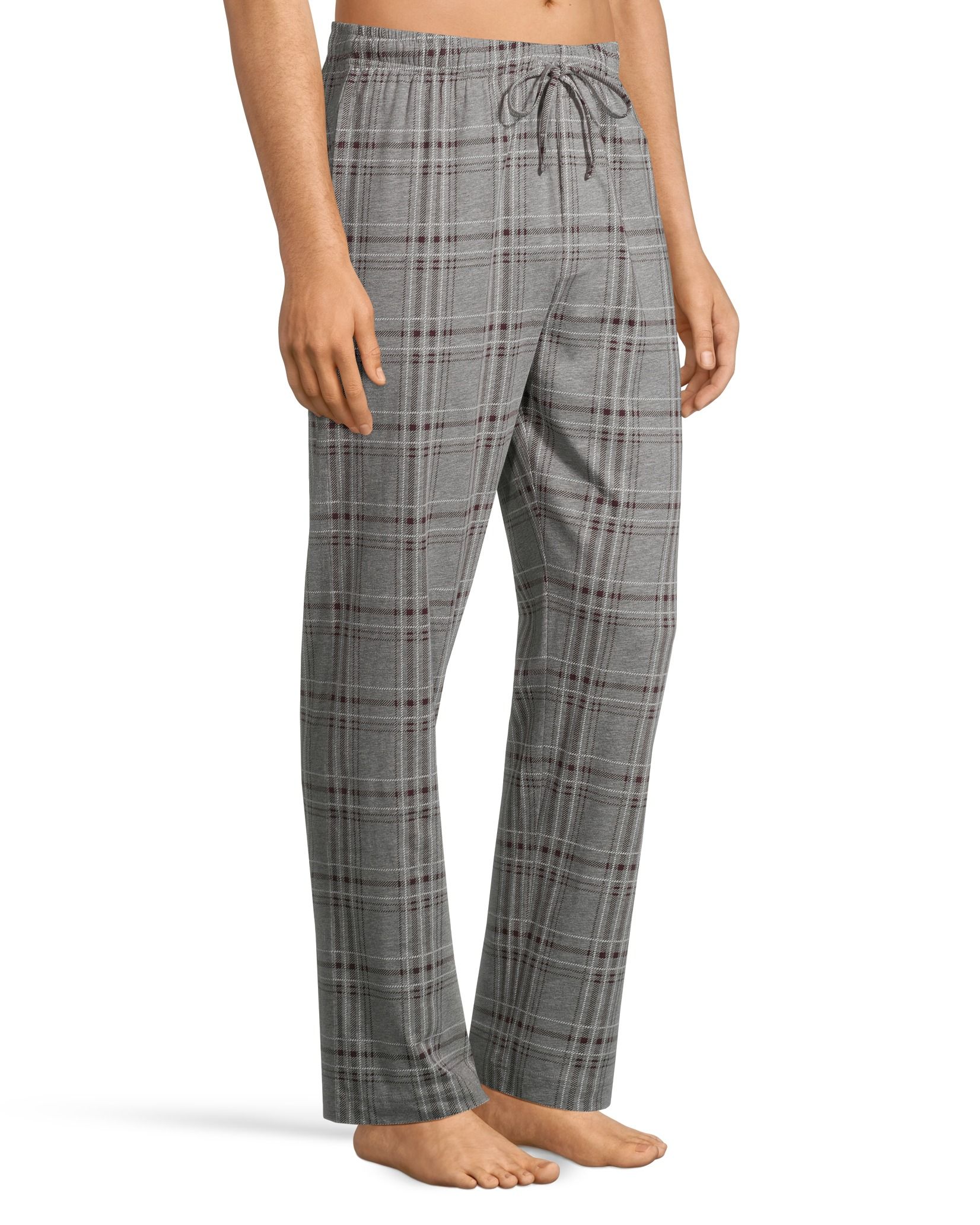 Denver Hayes Men's Plaid Jersey Elastic Drawstring Lounge Pants