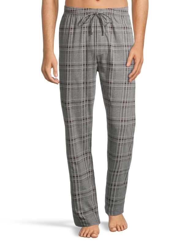 Denver Hayes Men's Plaid Jersey Elastic Drawstring Lounge Pants