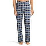 Denver Hayes Men's Plaid Jersey Elastic Drawstring Lounge Pants Front_Flat