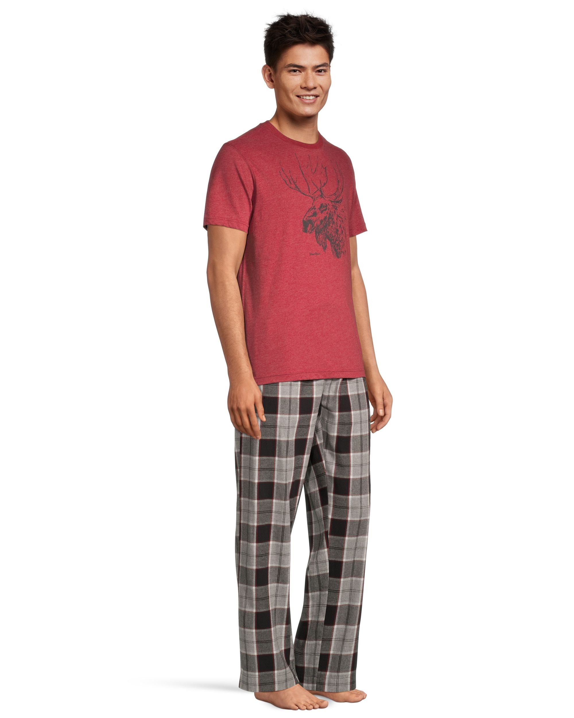 WindRiver Men s Flannel Plaid Pajama Printed Set Marks