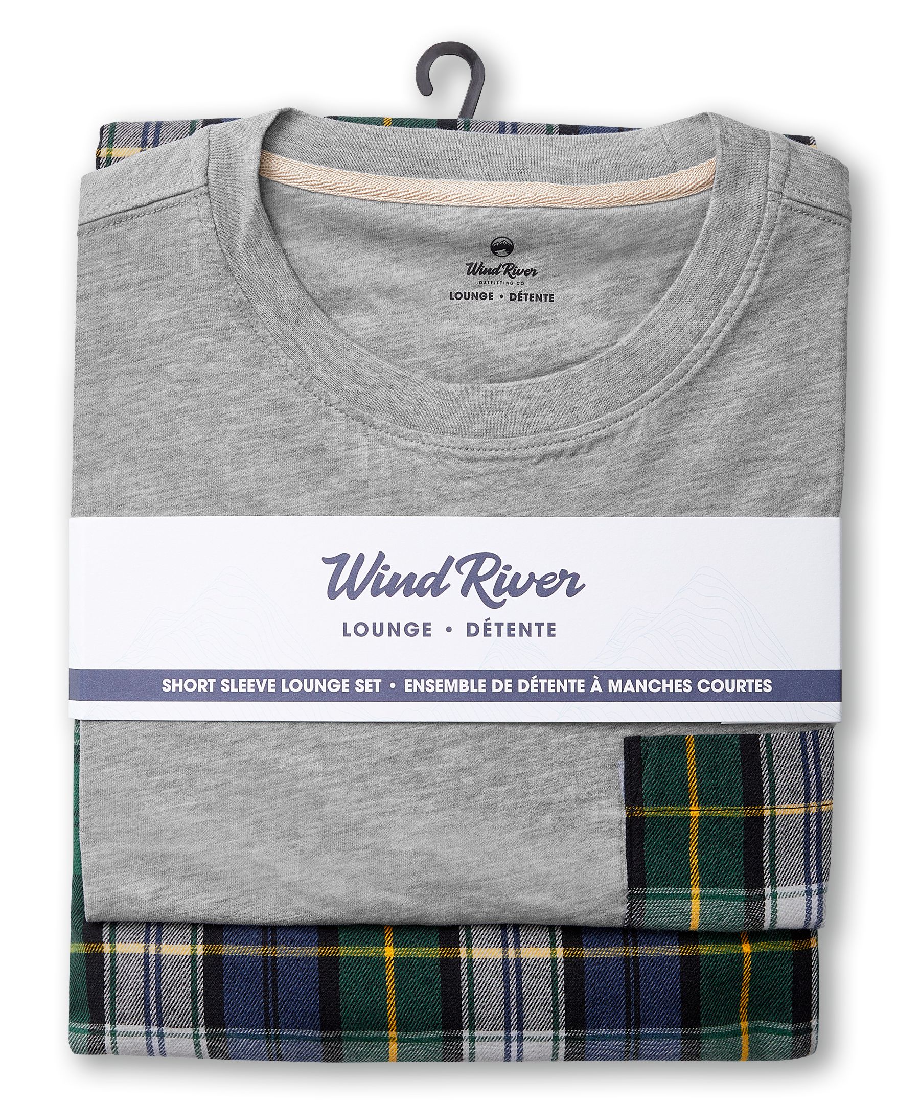 Ensemble de pyjama en flanelle à carreaux avec poche pour hommes, WindRiver