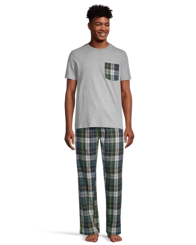 WindRiver Men's Flannel Plaid Pajama Set With Pocket