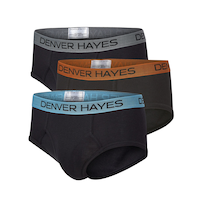 Denver Hayes Men's Elastic Basic Briefs, 3 Pack Front_Three_Fourths_Angled_Left