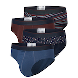 Denver Hayes Men's Yarn Dye Sport Briefs, 4 Pack Front_Three_Fourths_Angled_Left