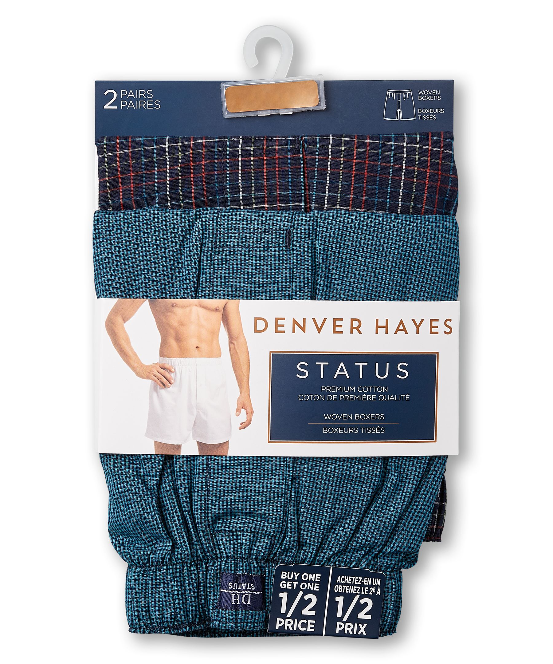 Denver Hayes Men's 2 Pack Woven Boxers