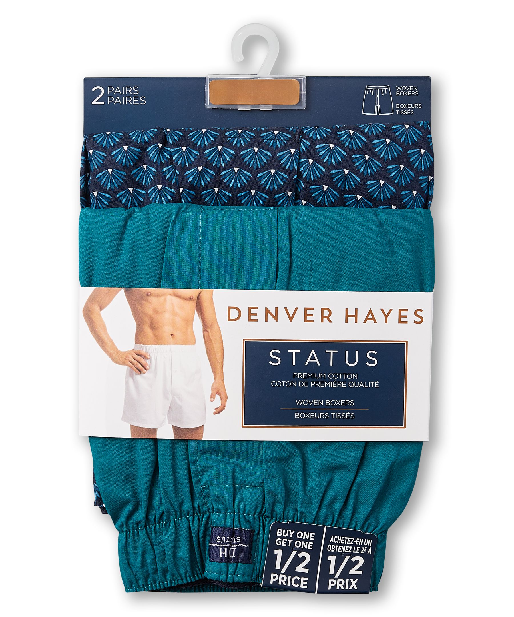 Denver Hayes Men's 2 Pack Woven Boxers