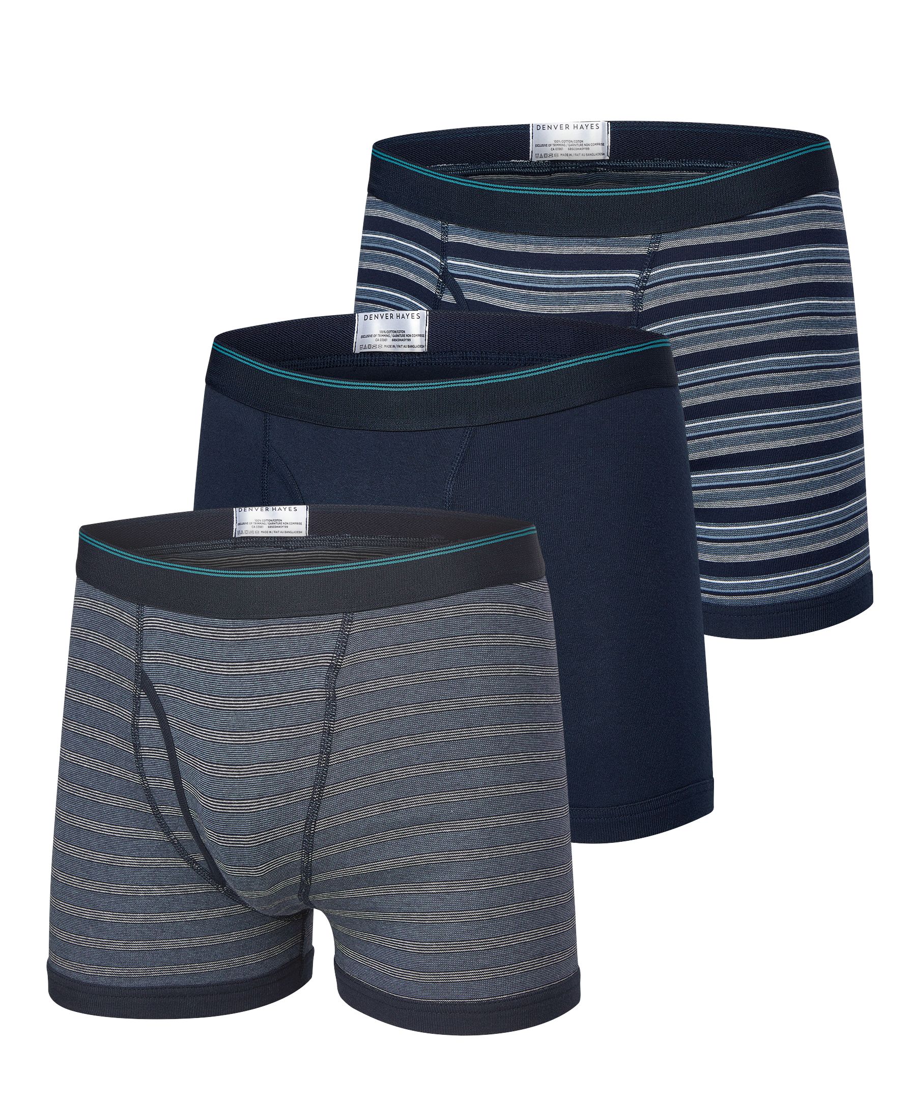 Denver Hayes Men's Yarn Dye Status Boxer Briefs, 3 Pack