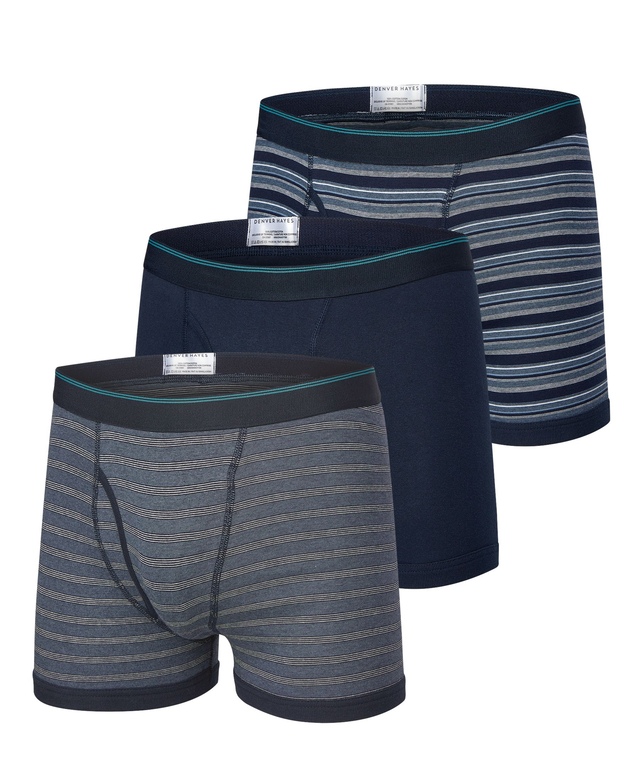 Denver Hayes Men's Yarn Dye Status Boxer Briefs, 3 Pack