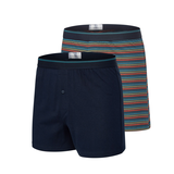 Denver Hayes Men's Yarn Dye Loose Fit Boxers, 2 Pack Front_Three_Fourths_Angled_Left