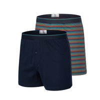 Caleçon boxeur à coupe ample teint en fil pour hommes, paquet de 2, Denver Hayes Front_Three_Fourths_Angled_Left