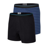 Caleçon boxeur à coupe ample teint en fil pour hommes, paquet de 2, Denver Hayes Front_Three_Fourths_Angled_Left