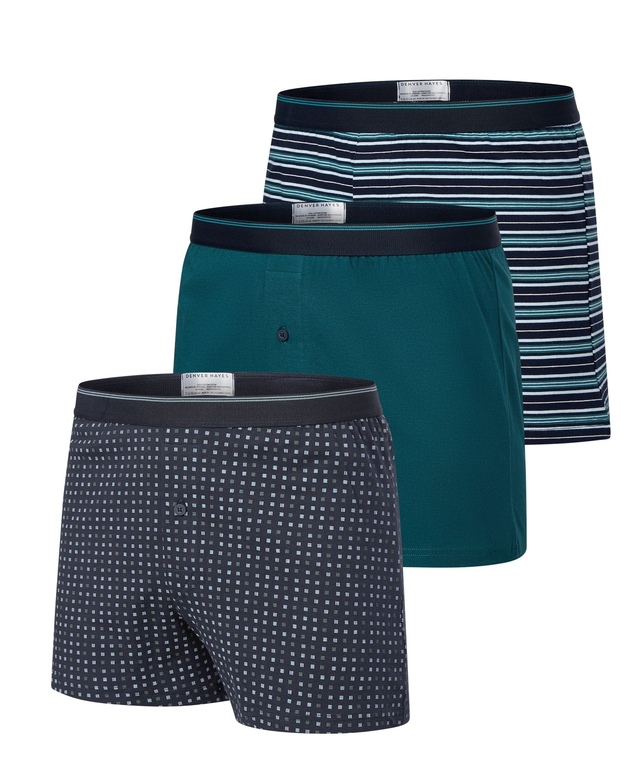 Denver Hayes Men's Yarn Dye Loose Fit Boxers, 3 Pack