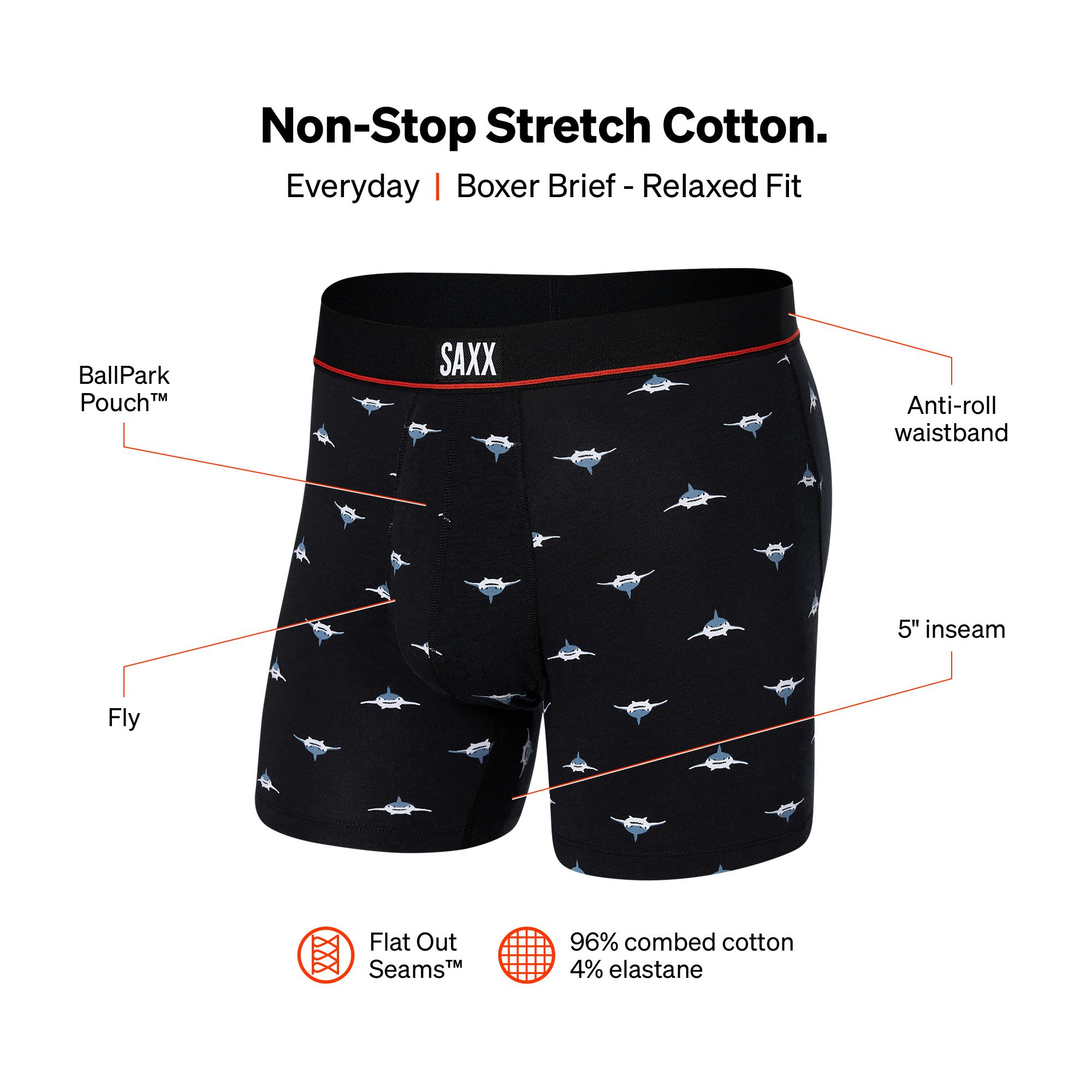 SAXX Men's Non-Stop Stretch Three-D Fit™ Boxer Briefs