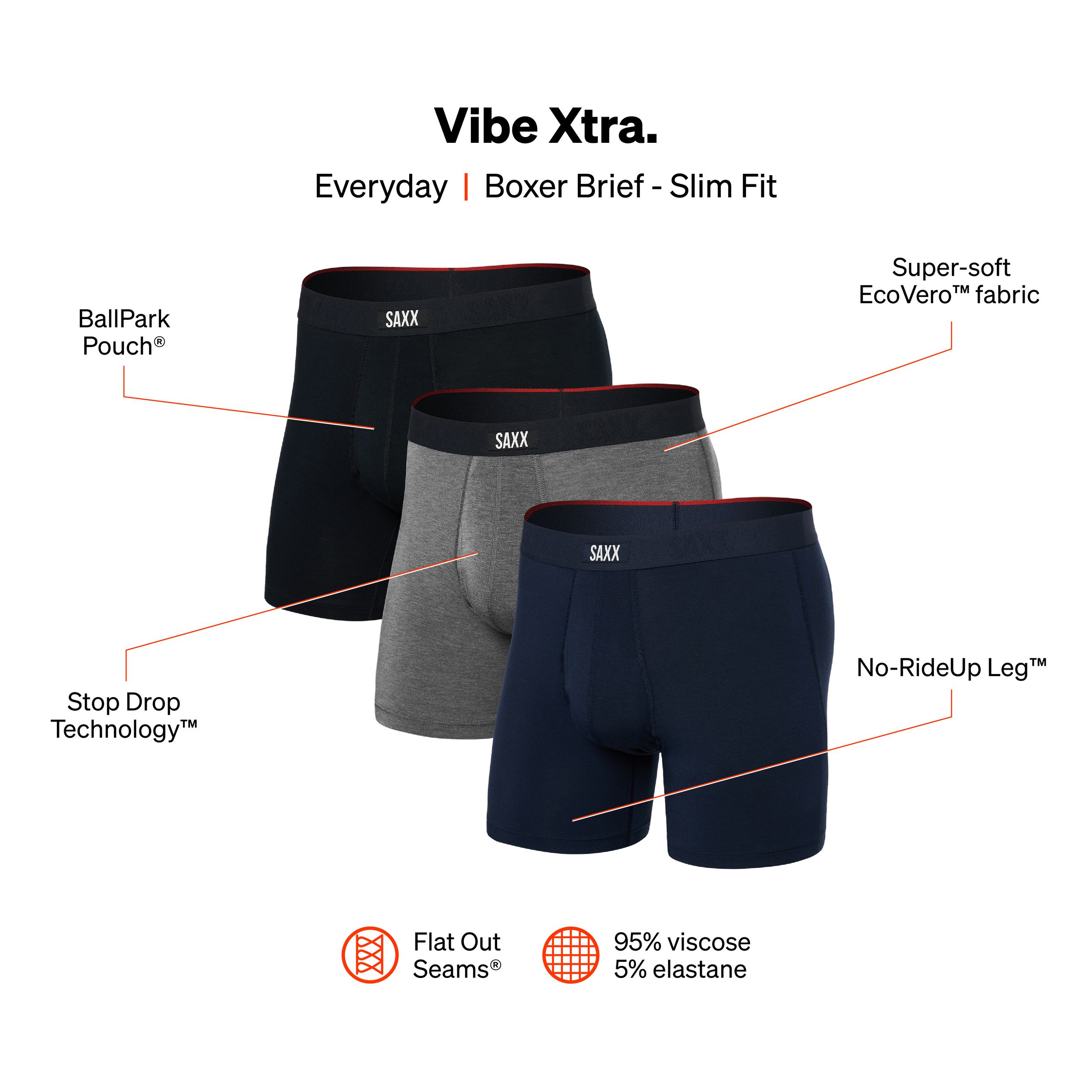 SAXX Men's Vibe Xtra BallPark Pouch™ Boxer Briefs