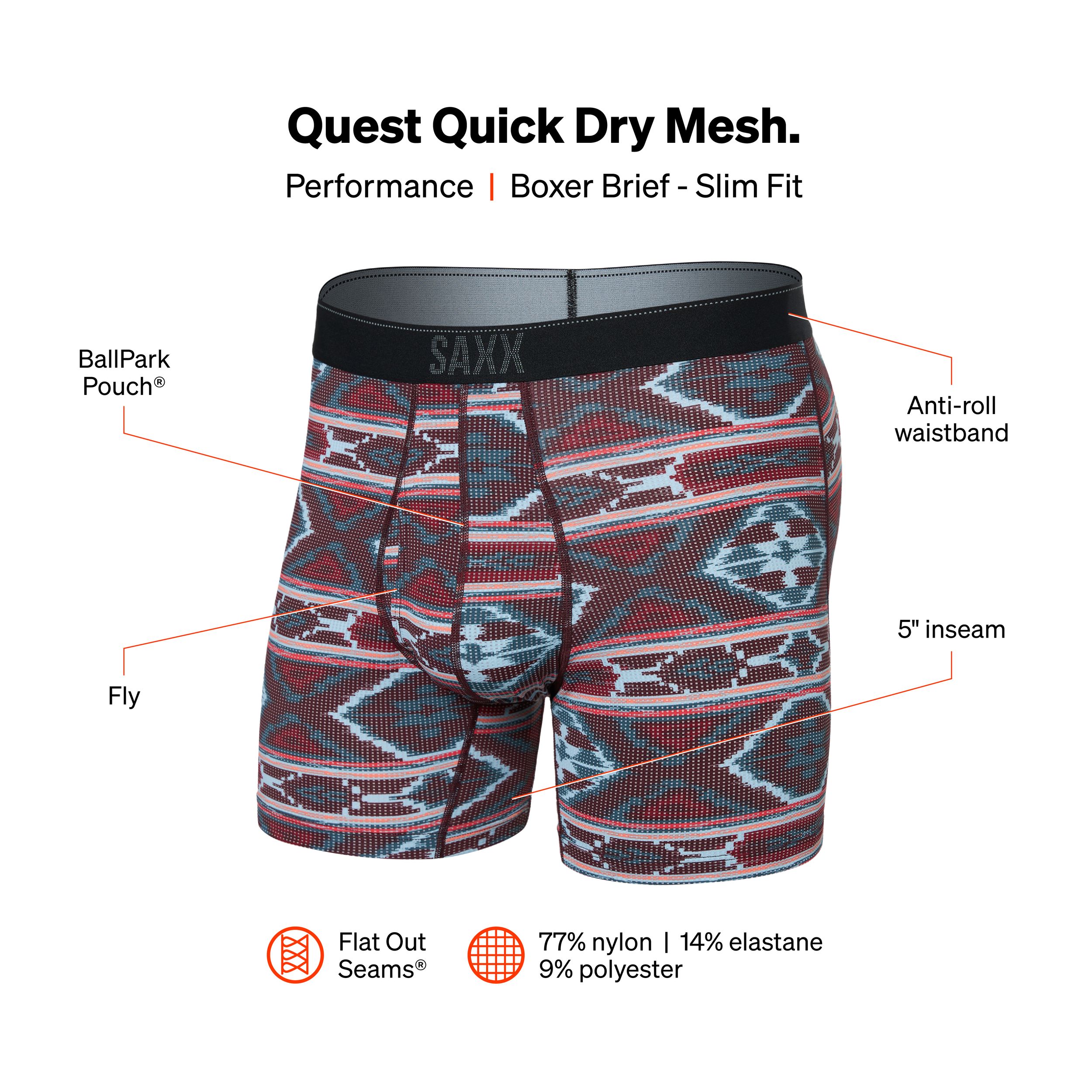 SAXX Men's Quest Dry Mesh Boxer Brief