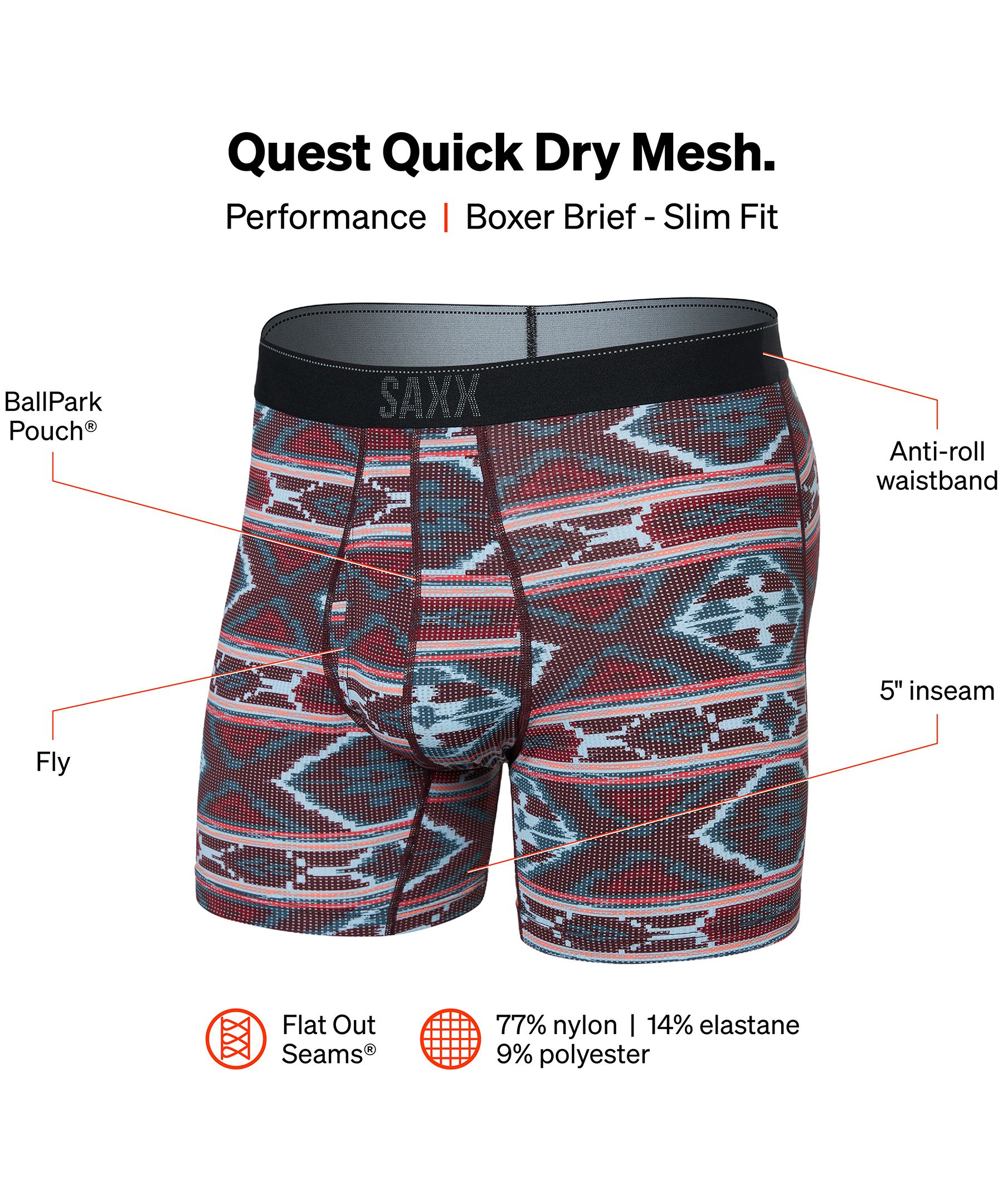 SAXX Men's Quest Dry Mesh Boxer Brief