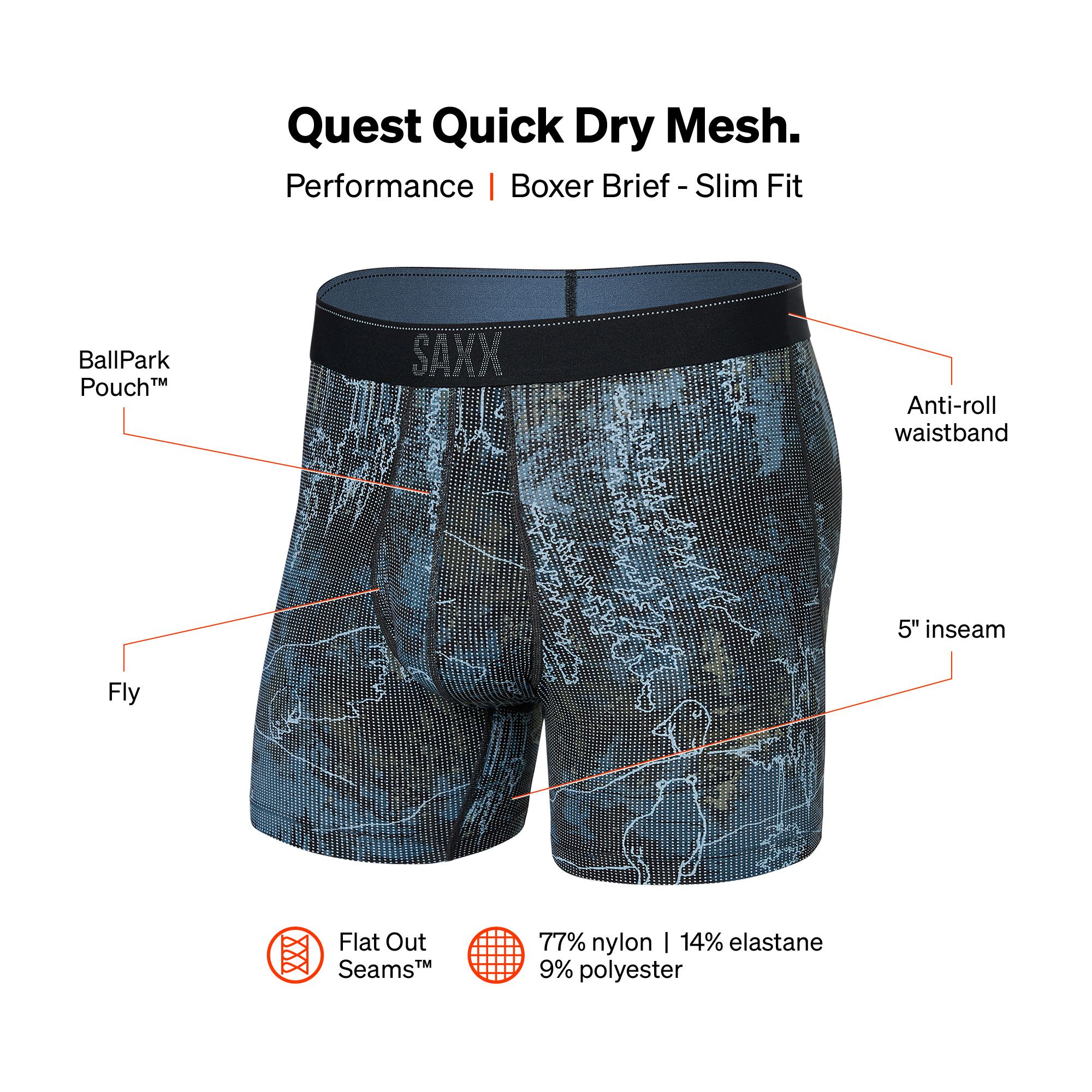 SAXX Men's Quest Dry Mesh Boxer Brief