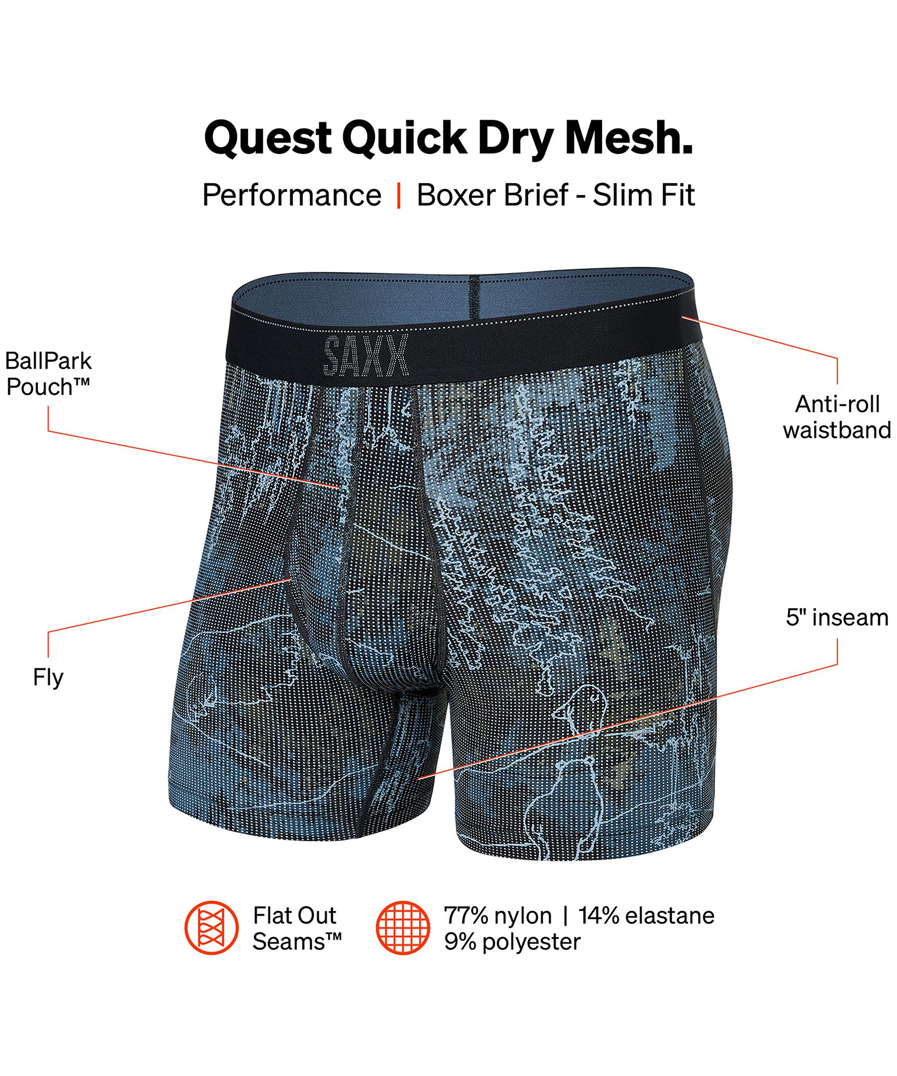 SAXX Men's Quest Dry Mesh Boxer Brief