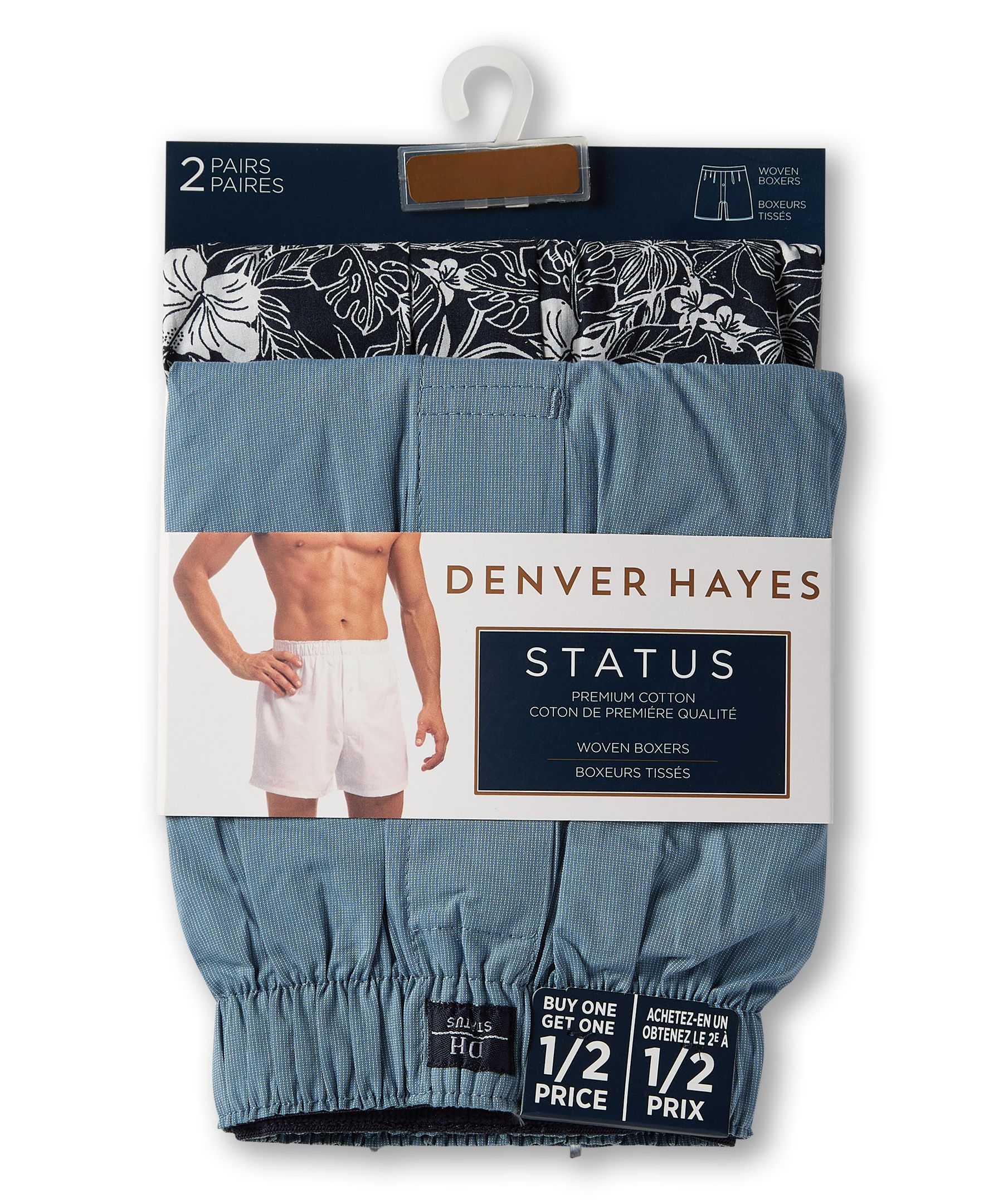 Denver Hayes Men's 2 Pack Woven Boxers