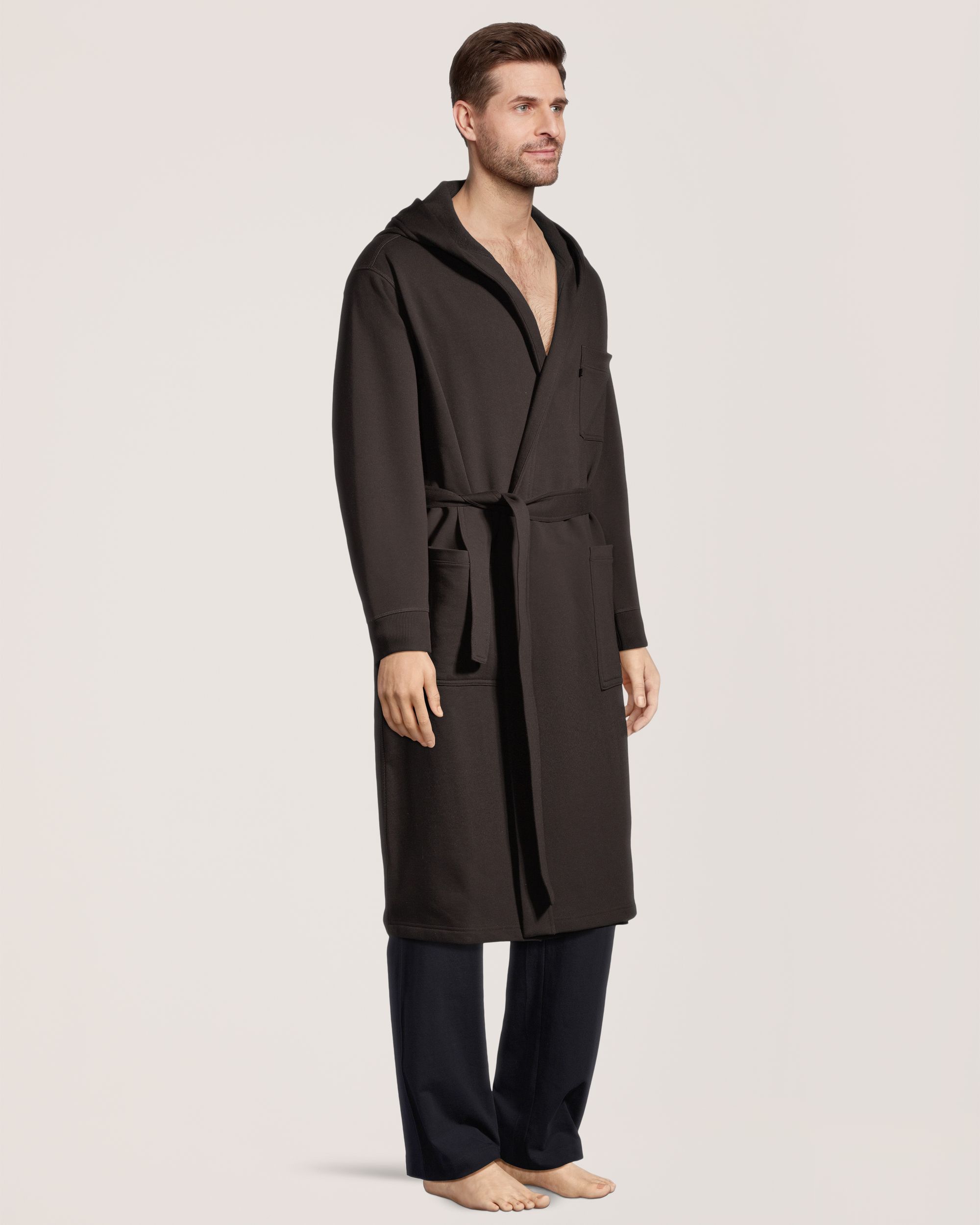 Peignoir en molleton à capuche pour hommes, Denver Hayes