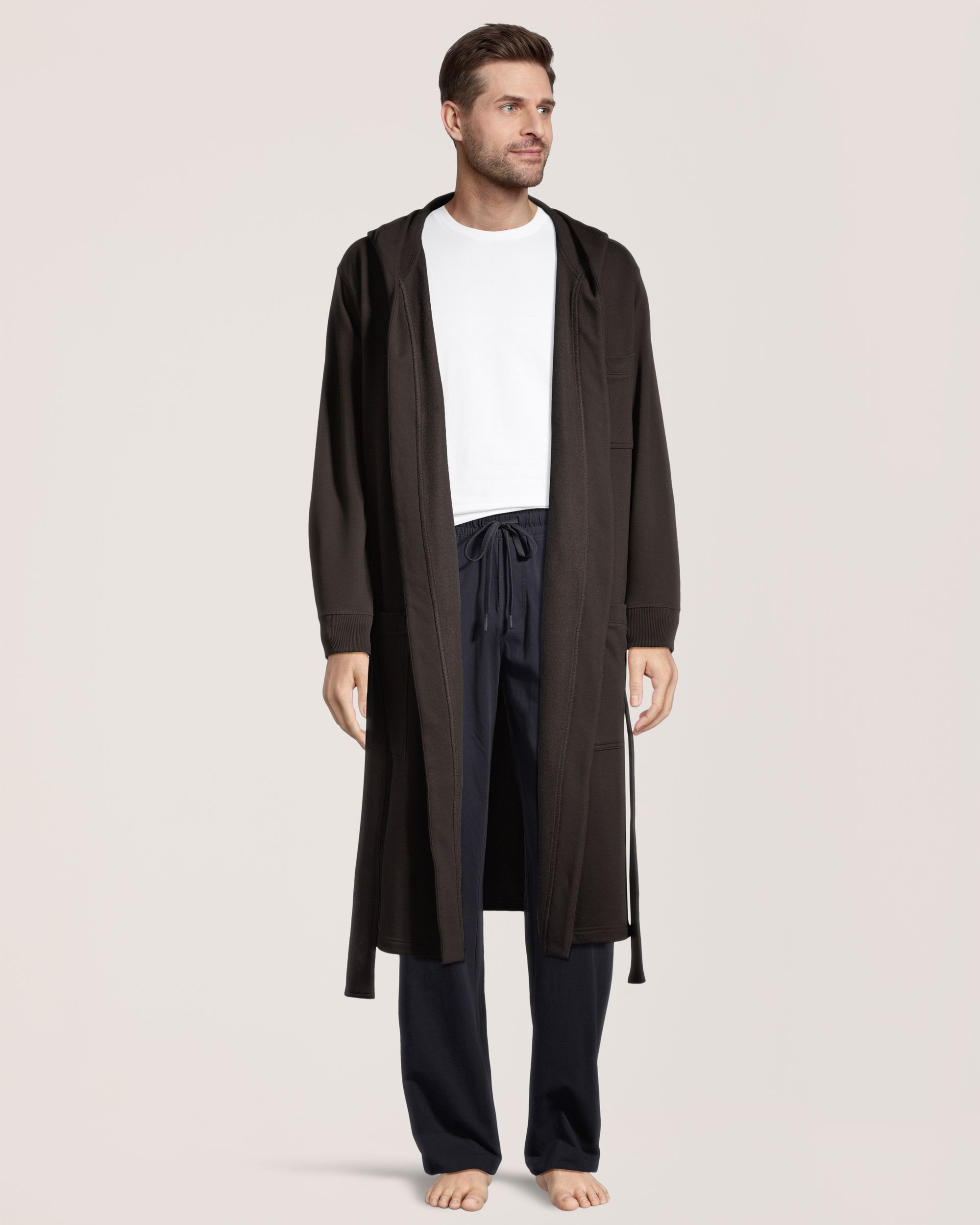 Peignoir en molleton à capuche pour hommes, Denver Hayes