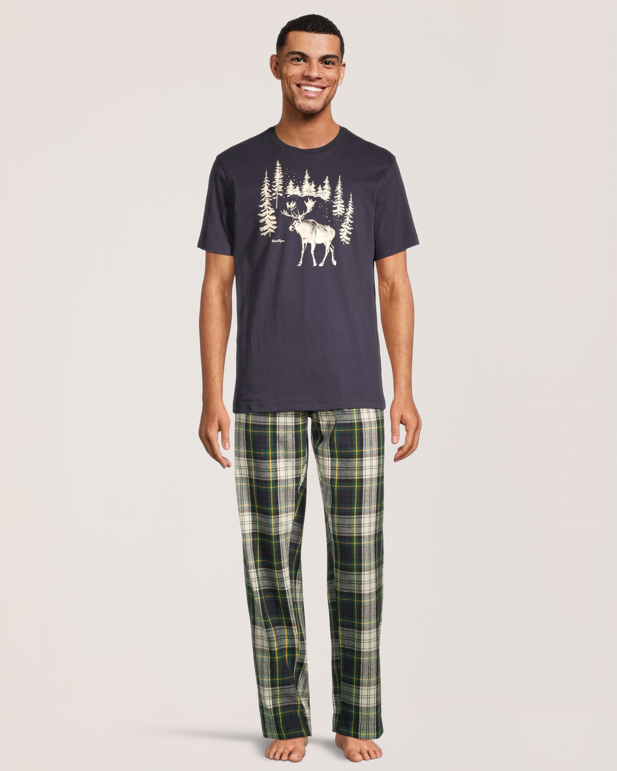 WindRiver Men's Flannel Plaid Pajama Set