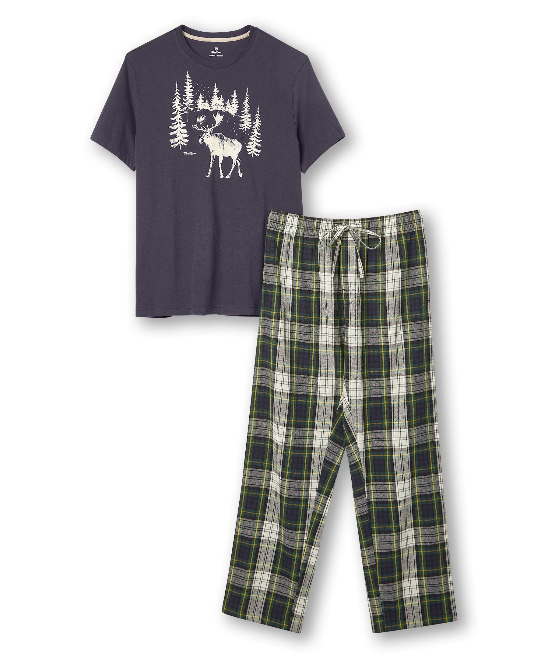 WindRiver Men's Flannel Plaid Pajama Set