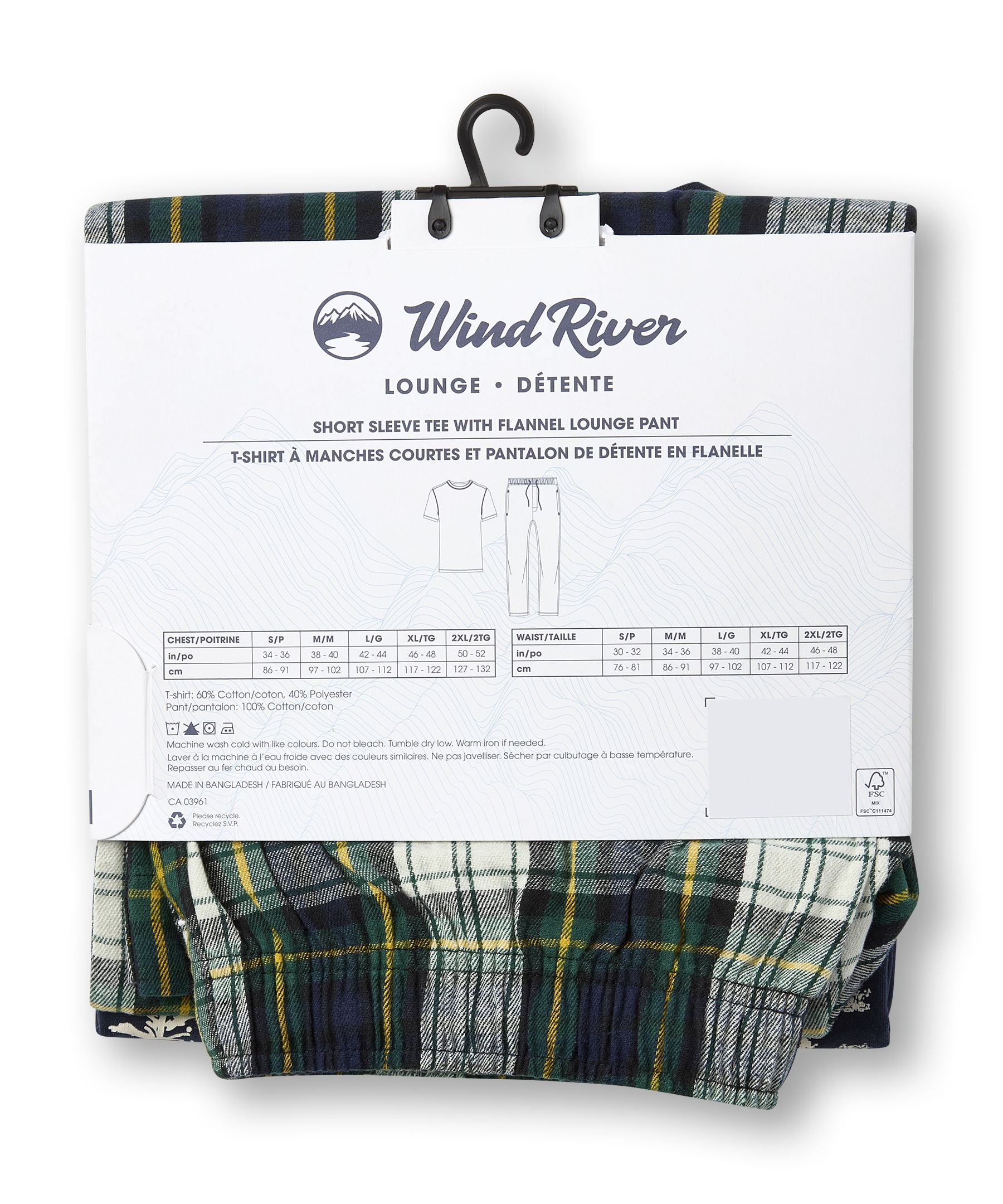 WindRiver Men's Flannel Plaid Pajama Set