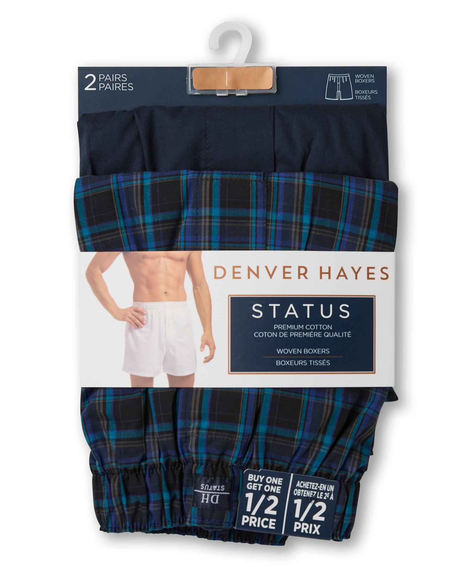 Caleçon boxeur tissé pour hommes, Denver Hayes, paquet de 2
